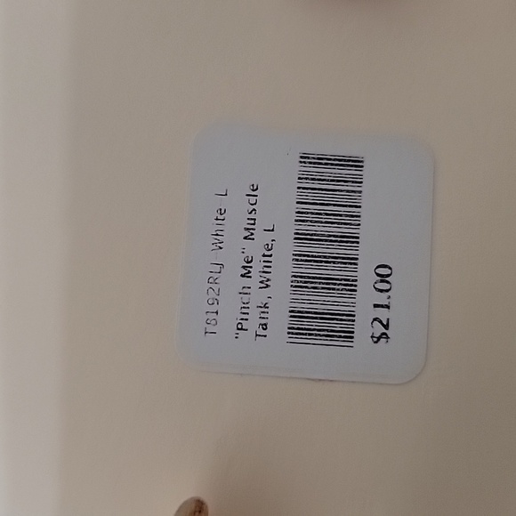 Sweet Claire, Size L, NEW with Tags White Tank Top "Pinch Me" - Picture 4 of 11